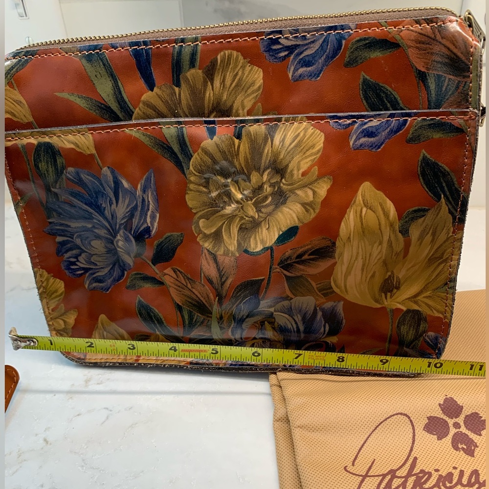 Patricia Nash Tan Floral Leather Enlightened Garden Larone Crossbody Bag - Picture 7 of 10
